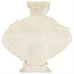 Two Parian busts, the first example of G.P. Bidder, marked W.Wyon to the back, the other of Professor John Wilson, H30cm