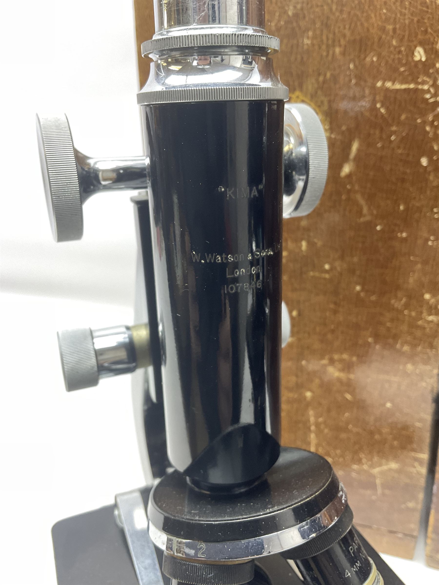 20th century W. Watson & Sons binocular microscope no 98191, in original box, together with W. Watson & Sons Kima microscope no 107846, in original box and Cooke Troughton & Simms binocular microscope no 467926