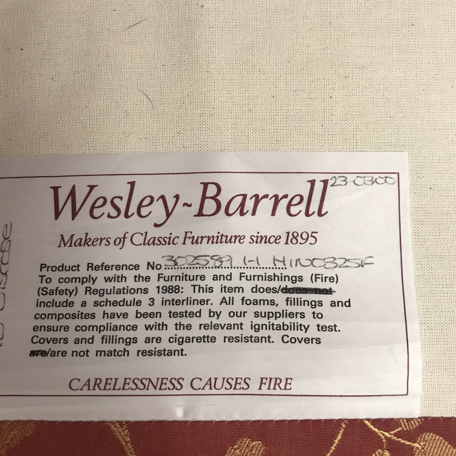 Wesley Barrell Hinton two seat sofa, shaped cresting rail, scrolling