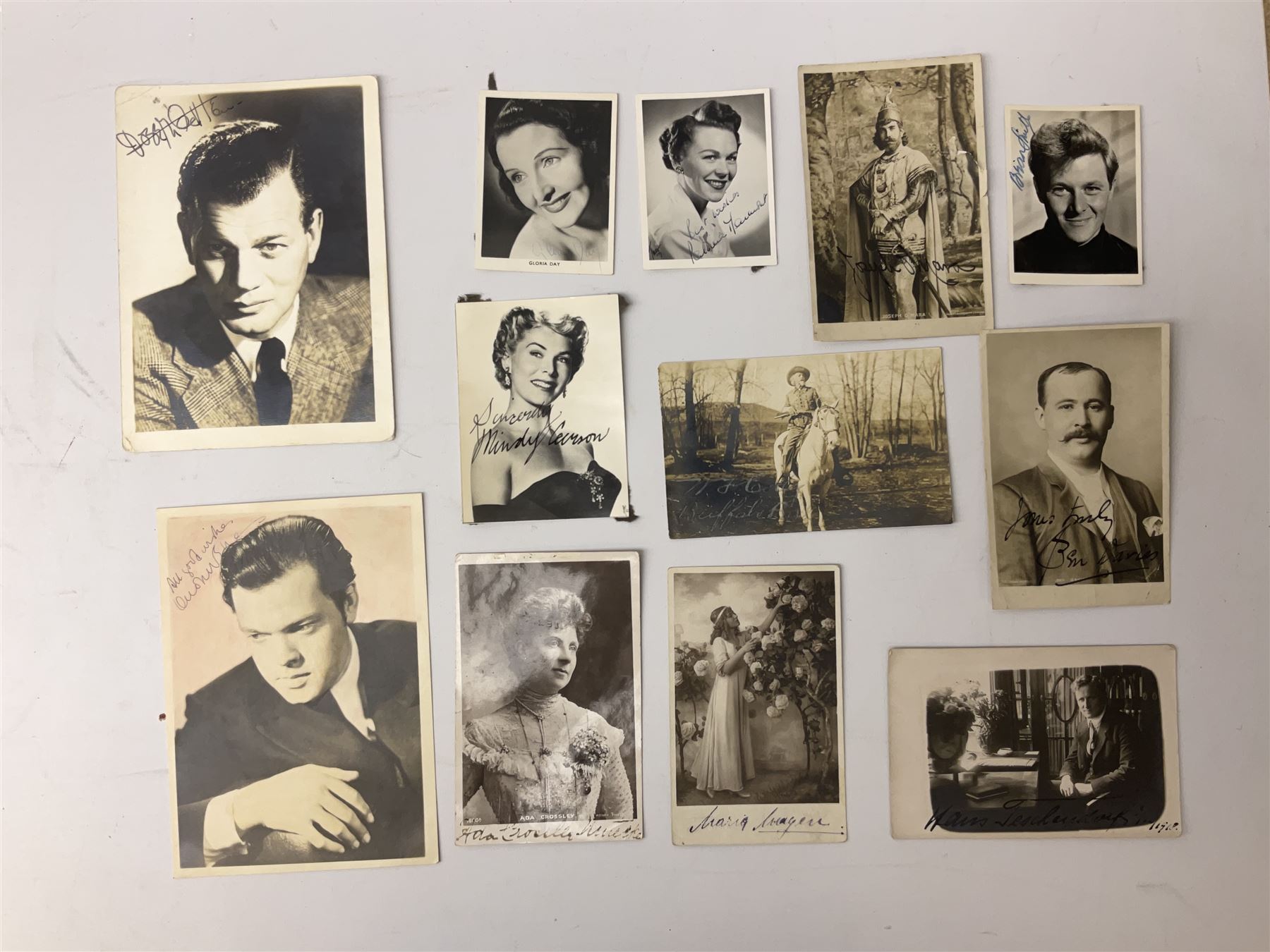 Collection of approximately  500 autographs, signed cards, signed letters, signed photographs etc from famous individuals including Sidney Godolphin, Berkeley Guise, Marquess of Salisbury (Prime Minister), Harold Wilson, Howard Macmillan, Edward Heath, Tony Blair, Prince Richard, Duke of Gloucester & Brigitte, Duchess of Gloucester, Prince Michael of Kent, Golda Meir, Kurt Waldheim, Peter Fraser, Robert Menzies, Hartley Shawcross, David Steel, Enoch Powell, Michael Foot, Denis Healey, Leon Brittan, David Owen, Neil Kinnock, Willie Whitelaw, Manny Shinwell, Norman Tebbit, Geoffrey Howe, Paddy Ashdown, Leslie Hore-Belisha, Samuel Hoare, Margaret Beckett, Michael Heseltine, Oswald Stool, Philip Ben Greet, Charles Santley, Joseph O'Mara, Ada Crossley, Ben Davies, Rutland Barrington, Evelyn Glennie, Moira Shearer, Brian Close, Steffi Graf, John Virgo, Daley Thompson, Brian Lara, Frank Bruno, Steven Spielberg, George Cukor, Leni Riefenstahl, Orson Welles, Paul Newman, Joe E.Brown, Charlton Heston, John Gielgud, Eric Sykes, Caroline Blakiston, Mercedes Ruehl, Beatie Edney, Joseph Cotton, Rula Lenska, Roy Hudd, Caroline Quentin, Ned Sherrin, Tony Britton, Lesley Joseph, Nigel Havers, Rory Bremner, Geraldine James, Clive Anderson, MyAnna Buring, Elkie Brooks, Alan Bennett, Gavin Ewart, Dean Koontz, Red Adair, Viv Nicholson, Gerald Scarfe, Screaming Lord Sutch, Maria von Trapp, Annie Besant, Reginal Bacon etc 