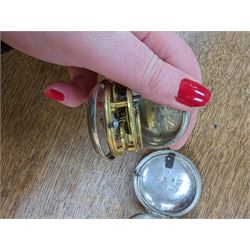 George III silver pair cased verge fusee pocket watch by Harry Niblett, Dorking, No. 5991, white enamel dial with Arabic numerals and outer minute ring, case makers mark TG, London 1787 