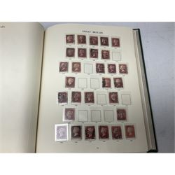 Great British stamps including Queen Victoria imperf and perf penny reds, various QV surface printed issues, King George V five shilling and halfcrown seahorses, Queen Elizabeth mint and used pre decimal etc, housed in four albums