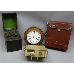  Gould Advance Beta Multimeter in leatherette case, H30cm, a bulkhead type clock in rope twist caved oak surround D23cm & a resistor in painted box, (3)  