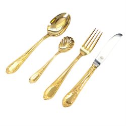 Chromstahl canteen of gilt cutlery for twelve 