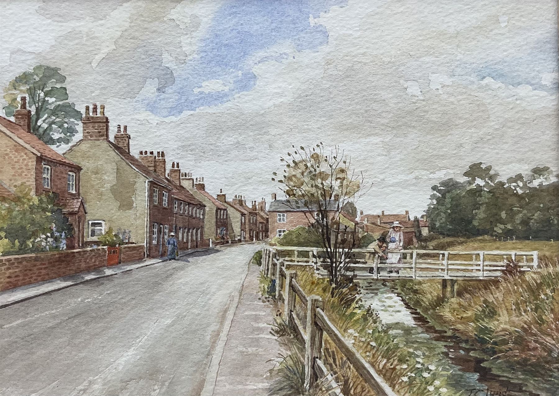 John Cecil Lund (British 1932-): 'Sherburn Road - Cawood', watercolour signed, titled on the mount 15cm x 21cm