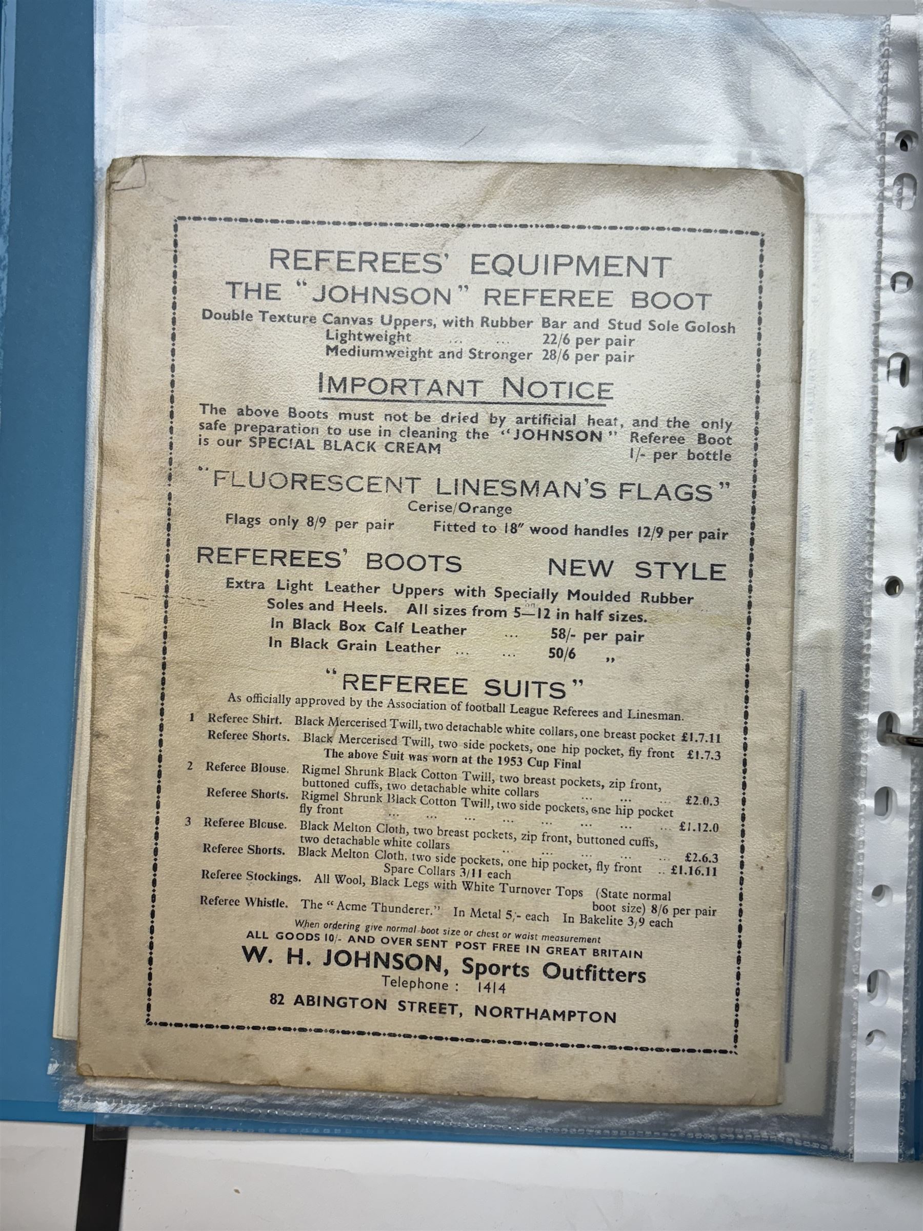 Collection of football memorabilia belonging and relating to the Hull based referee Frank Coultas, including 9ct gold Referee's medal for the 1957 Aston Villa v Manchester United FA Cup Final, inscribed 'The Football Association, F.B Coultas, F.A. Challenge Cup Competition, Final Tie 1957', hallmarked and in original case; the kit worn by him to referee the 1957 FA Cup Final and ephemera relating to the match including photographs, programmes and tickets; together with other football memorabilia collected by Frank Coultas, including programmes, photograph and ticket stubs, with some items relating to the 'Busby Babes'