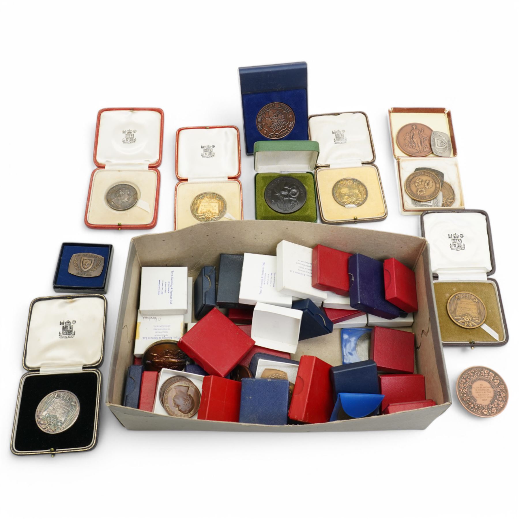 Collection of approx seventy R.H.S., Daffodil Society and other horticultural medals awarded to D & J.W. Blanchard, mostly boxed 