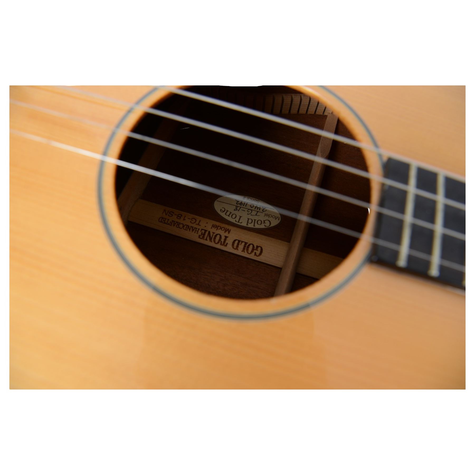 Gold Tone TG-18 tenor guitar, with spruce top, mahogany back and sides and ebony fingerboard, with loose pick guard, in Gold Tone padded gig bag, guitar L92cm


