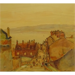 Fred Lawson (British 1888-1968): St. Mary's Steps Scarborough, watercolour signed and dated 1930, 27cm x 29.5cm  DDS - Artist's resale rights may apply to this lot   