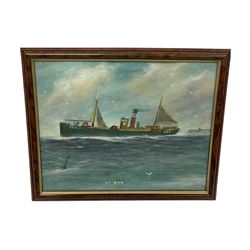 Tommy Robson (British 20th century): Scarborough Trawler St Auk SH2 - Ship's Portrait, oil on board signed and dated '82