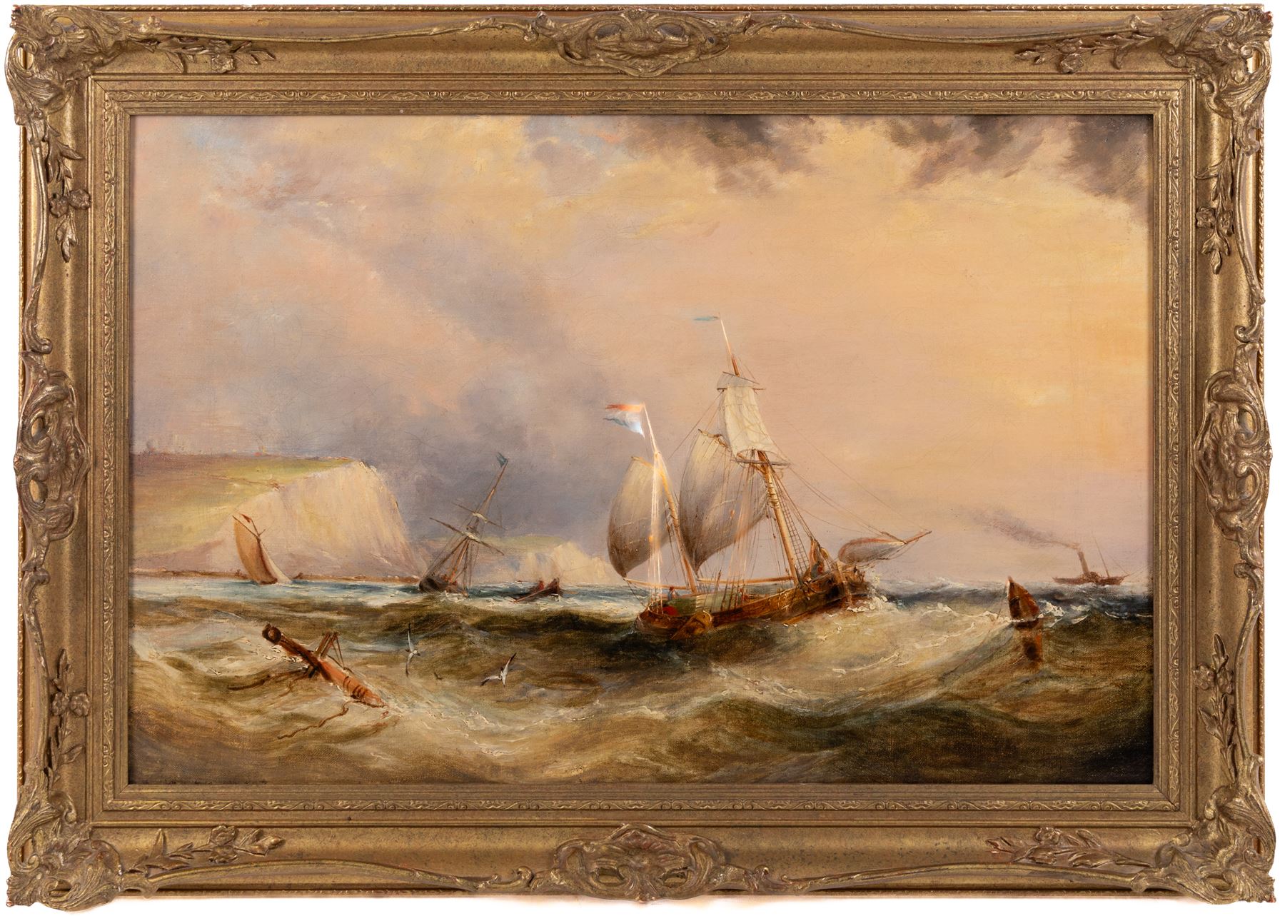 Circle of Henry Redmore (Hull 1820-1887): Shipping off Dover, oil on canvas unsigned 39cm x 59cm
