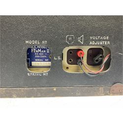 1955 Pye Fenman II valve radio in walnut veneered case, W58cm, together with a 1950s McMichael Type 854 valve radio with Bakelite knobs, W47cm H39cm D24cm, and 1957 Ekco Type A320 radio in dark walnut veneered case (3)