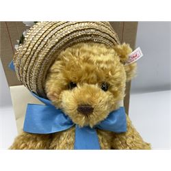 Two modern Steiff limited edition teddy bears - Prince William's 21st Birthday Bear with growler mechanism No.58/1500 H35cm; and Cherished Teddies Collection Daisy No.4269/5000 H33cm; both boxed with certificates (2)