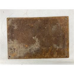 Large cast iron sign 'Beware of Trains', H38cm, L56cm