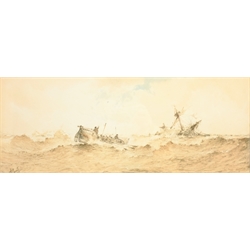 Albert Ernest Markes (British 1865-1901): 'The Rescue', watercolour signed, titled on the mount 20cm x 50cm