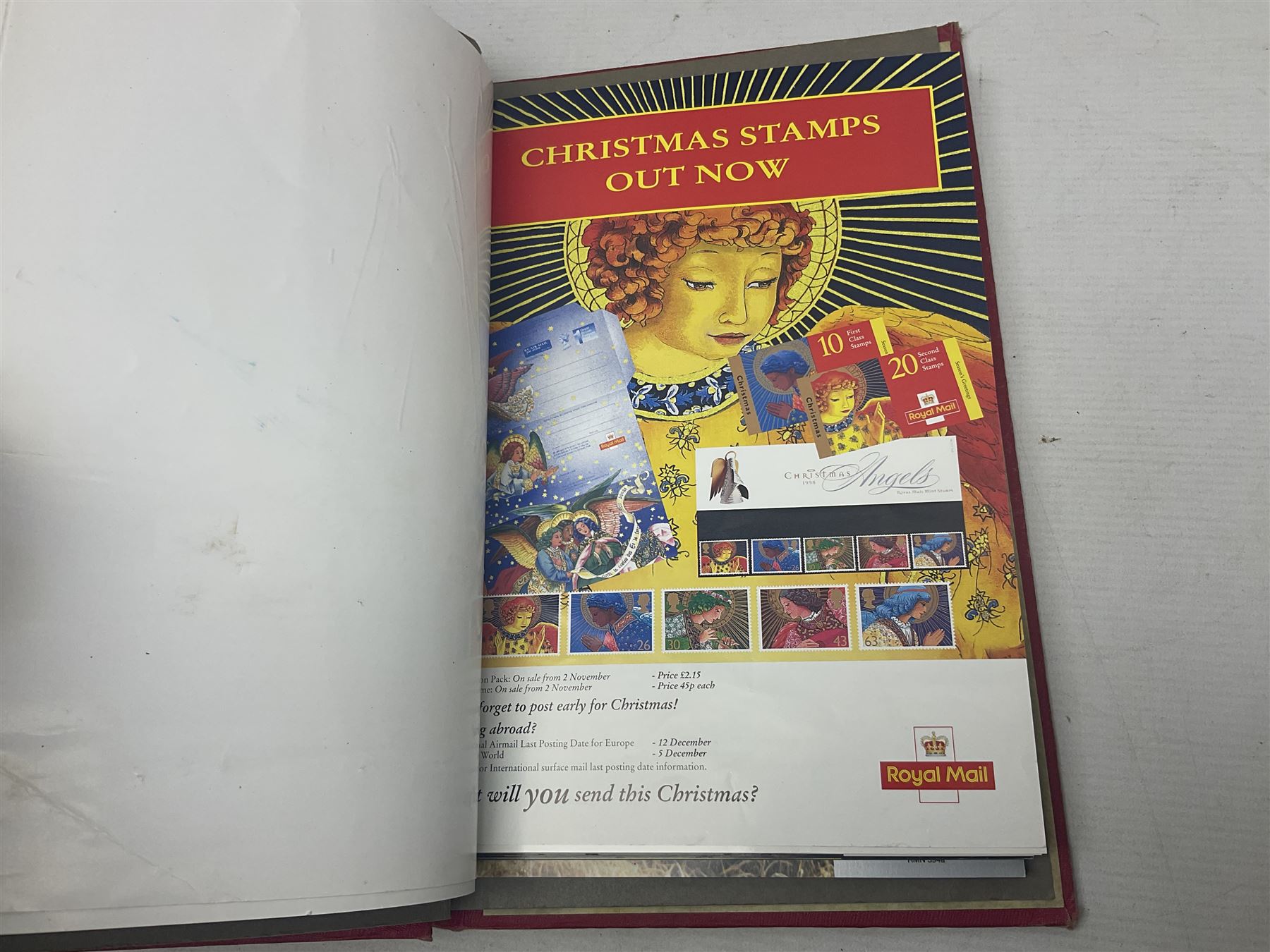 Royal Mail advertising cards, displaying upcoming commemorative issues, for use in post offices, housed in a single album