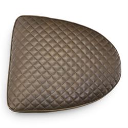 Timothy Oulton - saddle chair and stool upholstered in chocolate brown leather, with reclined back with diamond quilted cushions, stirrups upholstered to the sides  