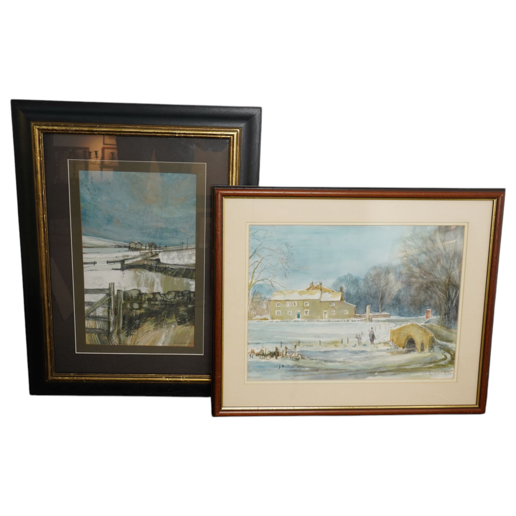 Norman Webster etching, Warburton pastel and other assorted watercolours and oils (in one box)