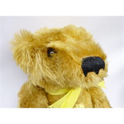 Steiff Replica 1903 Classic teddy bear, the golden mohair body with press squeaker and card tag No.000201 H21