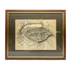 'Kingston-upon-Hull map as before 1640', After Wenceslaus Hollar from: Rev. John Tickell's The History of the Town and County of Kingston upon Hull; line engraving by Issac Taylor c1796; 20 x 27cm in modern frame