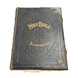 Victorian illustrated family bible, by Revd John Brown, in black leather binding