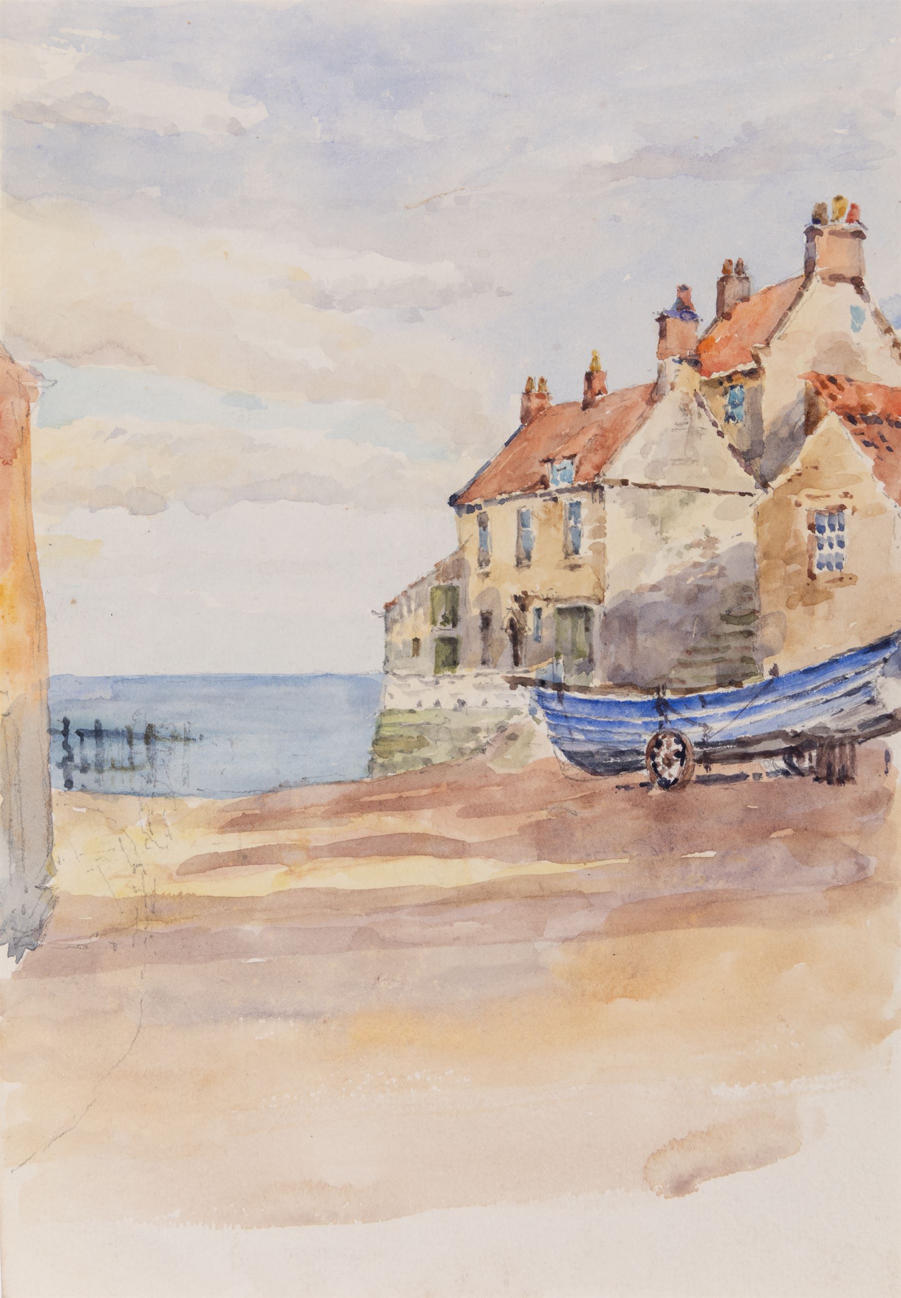 George Farquhar Pennington (British 1872-1961): Robin Hoods Bay and Runswick Bay, four watercolours, one signed with monogram, max 25cm x 35cm (4) (unframed)