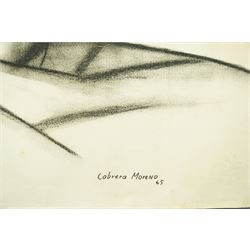 Servando Cabrera Moreno (Cuban 1923-1981): Soldiers, charcoal signed and dated '65, 71cm x 100cm (unframed)