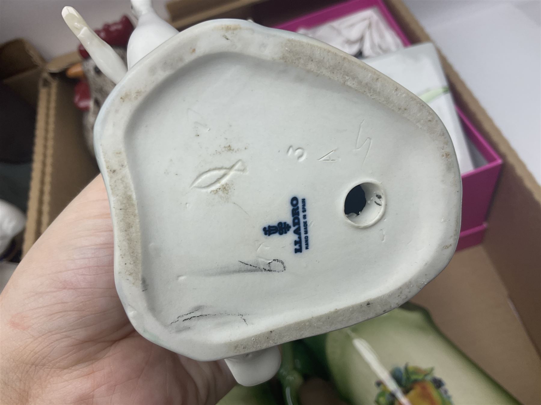 Beswick figure Matthew the trumpet playing pig, together with Royal Doulton figure Diana HN2468, a pair of Limoges busts and other collectables  