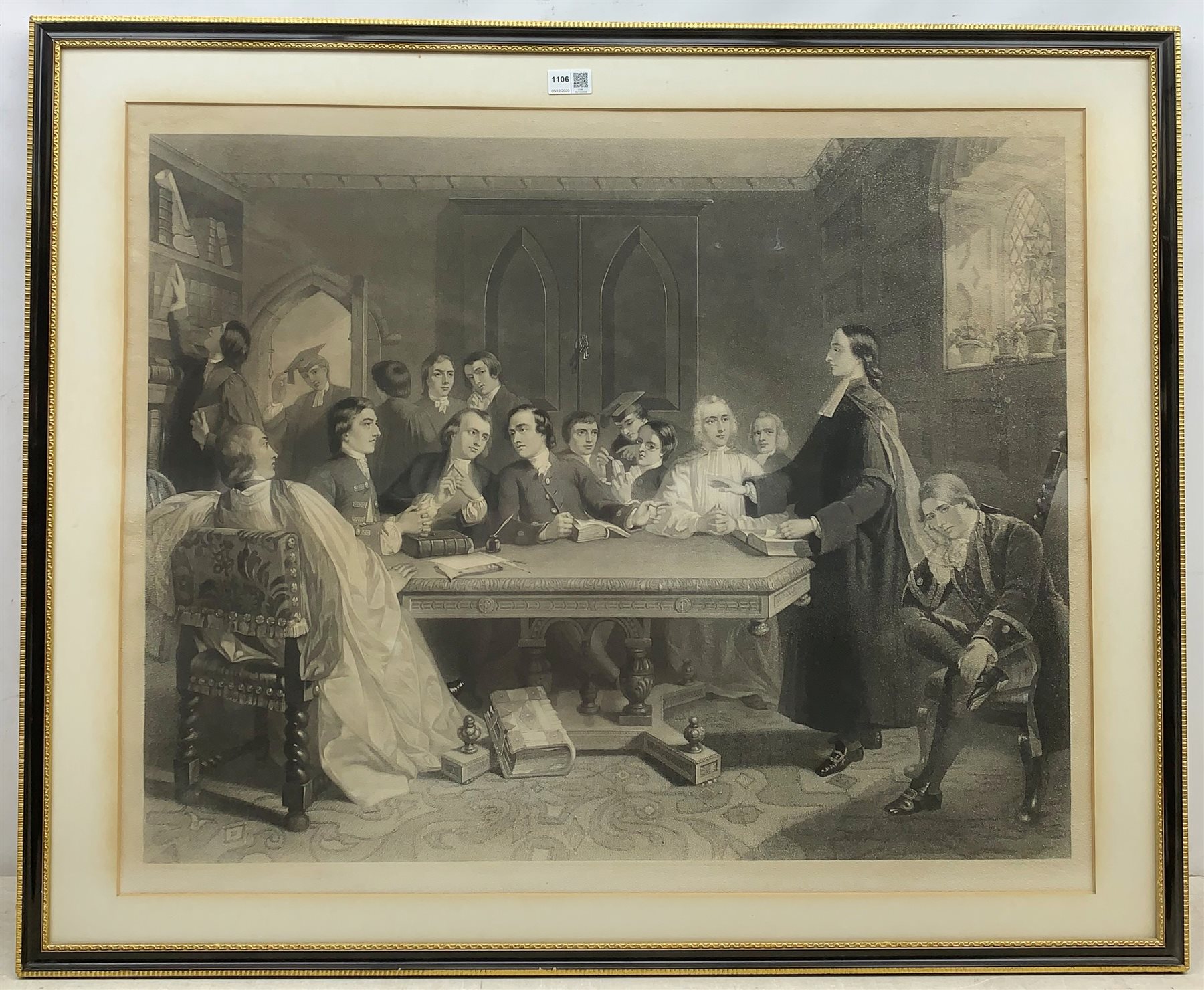 Samuel Bellin after  Marshal C Claxton (1811-1881): 'The Rev. John Wesley and his Friends at Oxford', 19th century engraving mounted on linen 68cm x 84cm