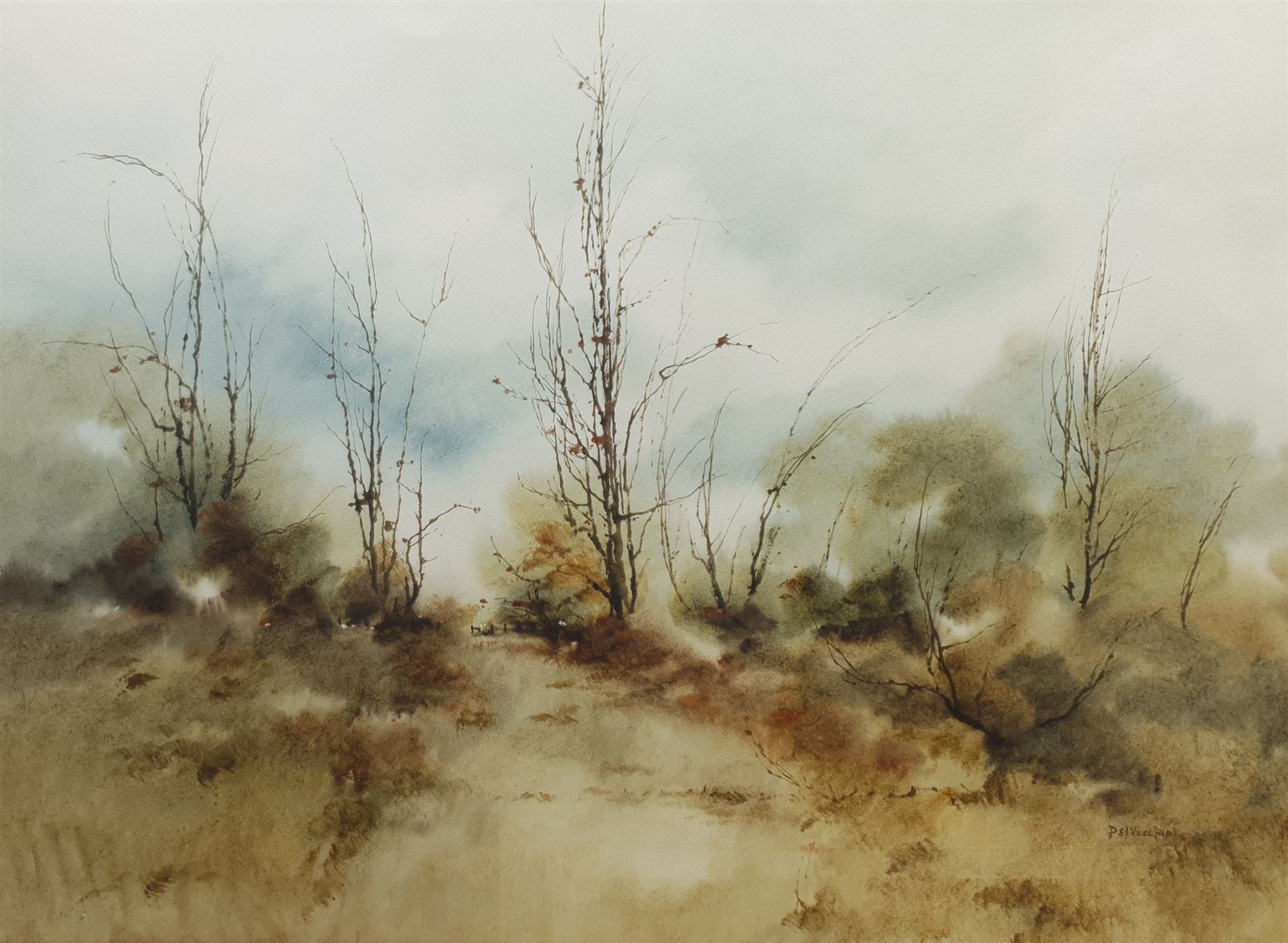 Phyllis Del Vecchio (American Contemporary): 'Brown November', watercolour signed, labelled verso 53cm x 72cm