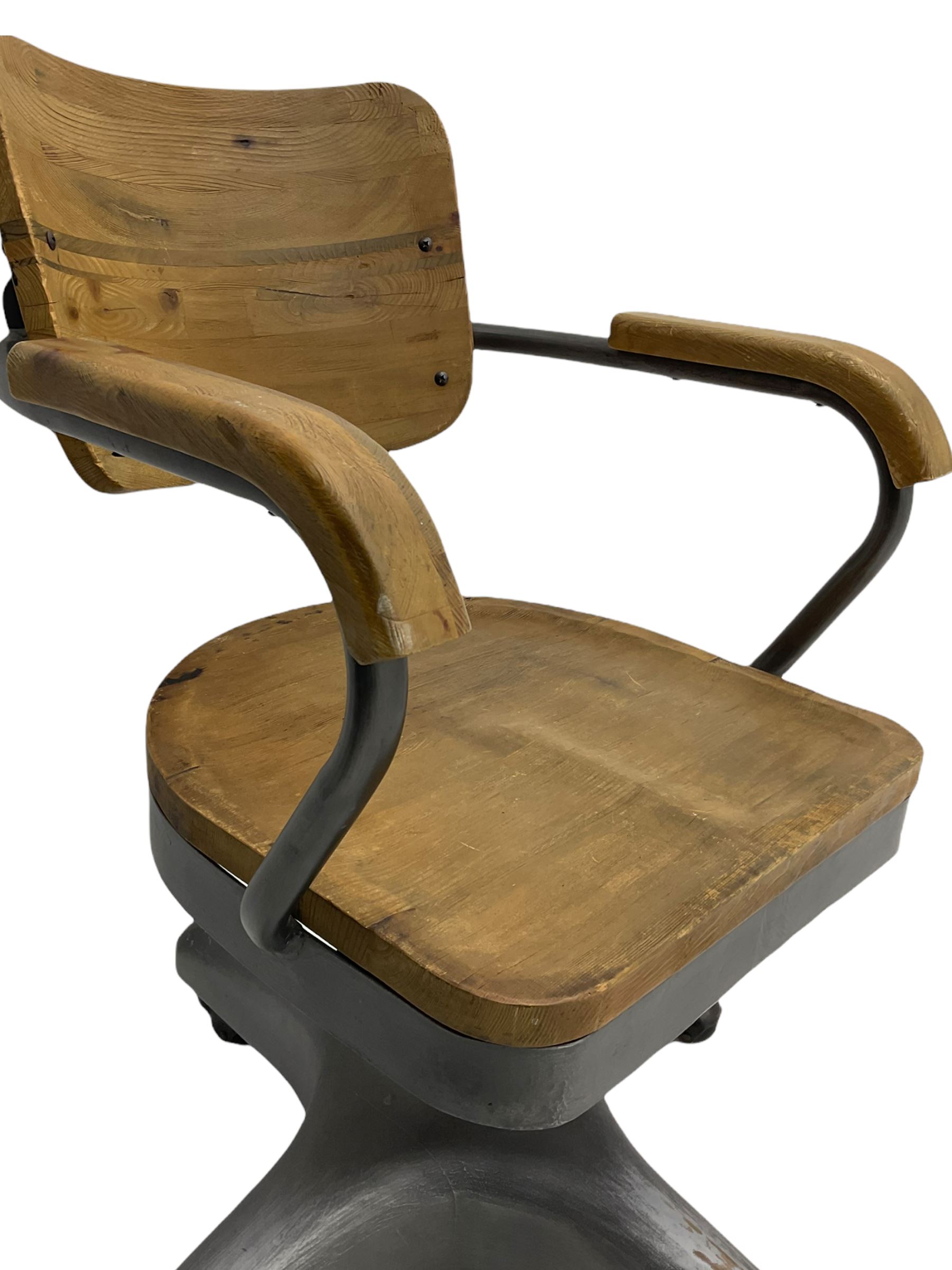 Industrial style metal and wood swivel desk chair

