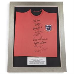 Signed 40th anniversary 1966 England World Cup shirt, signed by Gordon Banks, George Cohen...