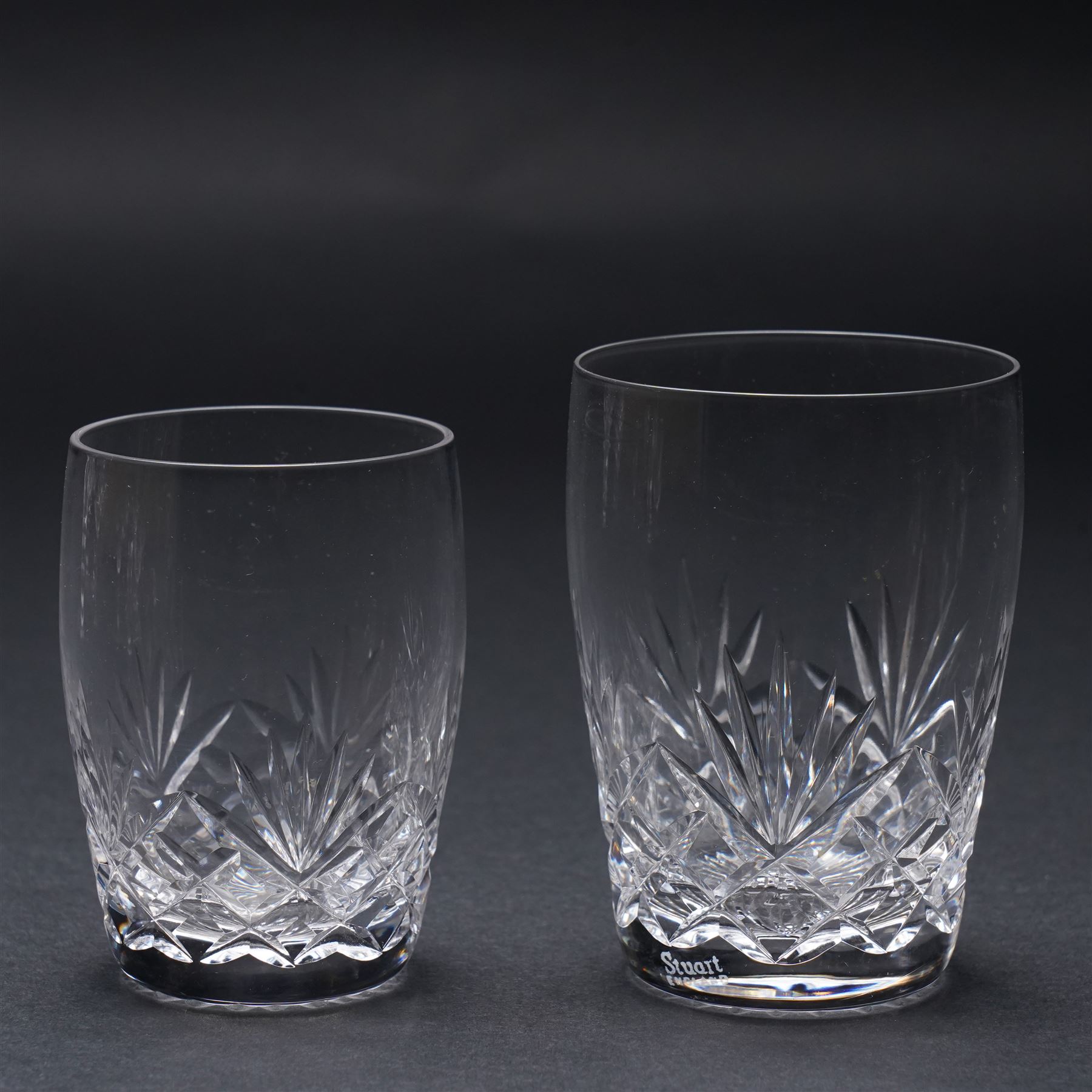 Collection of Stuart 'Ludlow' and 'Carlingford' pattern table glass including claret and hock glasses, tumblers, sherry glasses, etc together with a hobnail cut decanter etc