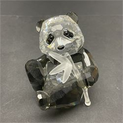 Swarovski Crystal panda family group, comprising an adult and two cubs, adult H11cm