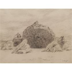Camille Bourget (French 1861-1924): Haystacks, pencil signed 23cm x 30cm