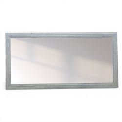 Large rectangular wall mirror with painted frame, foliate designed frame with a rustic whi...