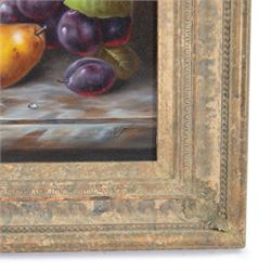 John F Smith (British 1934-): Still Life of Fruit, pair oils on board signed 29cm x 24cm
Notes: Smith was employed by Royal Worcester as a fruit painter between 1950 and 1971.
