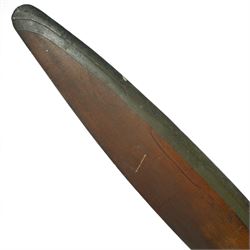  WWII aircraft wooden aircraft propellor with aluminium blade edges, possibly from a De Havilland Gipsy, propellor stamped 
