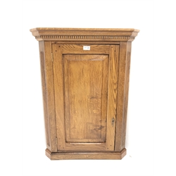 Georgian style light oak wall hanging corner cabinet, W63cm, H85cm