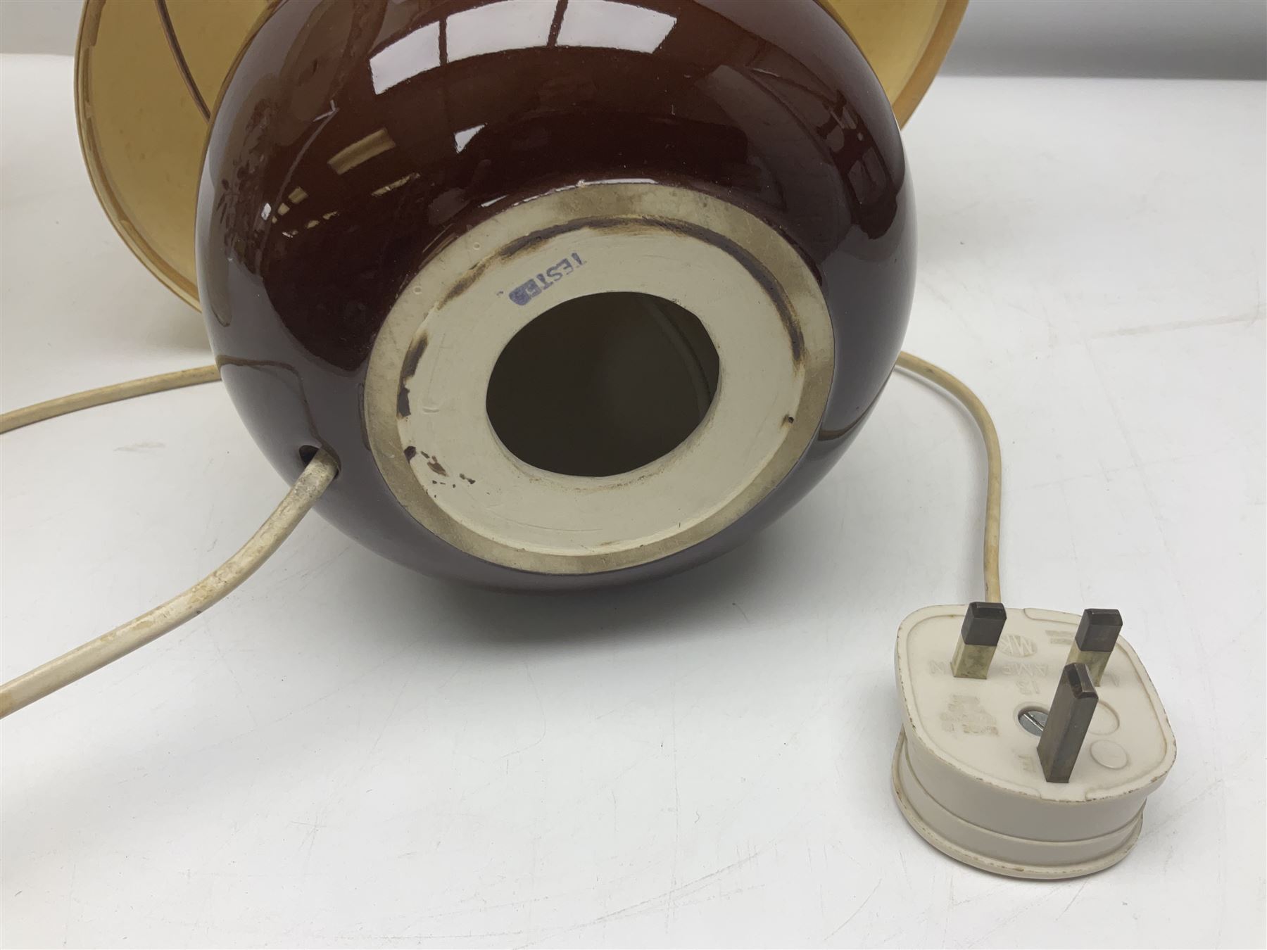 Copeland Spode table lamp with floral decoration, together with another table lamp, largest with shade H57cm