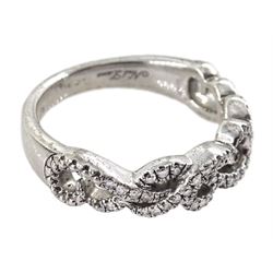Silver round brilliant cut diamond twist ring by Neil Lane, hallmarked, total diamond weight 0.15 carat, boxed