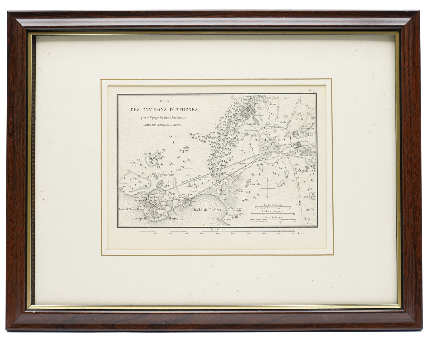 Pieter van den Keere (Flemish 1571-1646): 'Graecia', 17th century engraved map with hand-colouring of Greece and the Aegean Sea pub. Bertius' 'Tabularum Geographicarum Contractarum', 16cm x 20cm; Jean Denis Barbie du Bocage (French 1760-1825): 'Plan des Environs d'Athenes Pour le Voyage du Jeune Anacharsis', 18th century engraved map of Athens and the surrounding area 18cm x 23cm (2)