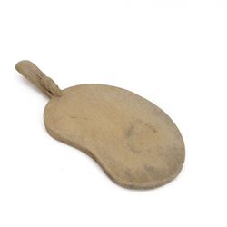 Mouseman - oak kidney-shaped cheeseboard, the handle caved with mouse signature, by the wo...