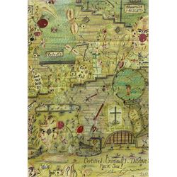 Charles Bronson (Charles Arthur Salvador) (British 1952-): ‘Certified Criminally Insane - Fuck You!’, mixed media signed titled and dated 2012, 42cm x 29cm