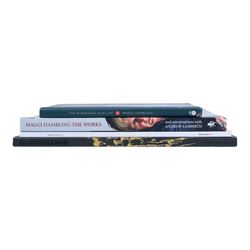 Collection of Maggi Hambling books and memorabilia, to include 'Edge' signed 2017 Marlborough Gallery exhibition catalogue, 'Maggi Hambling - The Works', signed paperback, 2022 Glyndenbourne Festival exhibition catalogue, 'The Aldeburgh Scallop' and two signed postcards