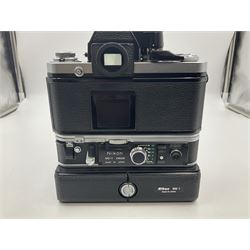 Nikon F2A Photomic camera body, serial no. 7844439, with 'Nikon Zoom-NIKKOR 35-70mm 1:3.5-4.8' lens, serial no. 5352031, Nikon MD1 Motor Drive, serial no. 208608 and Nikon MB1 battery pack