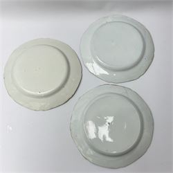 A group of 19th century blue and white transfer printed pottery, various makers and patterns, to include Minton Queen of Sheba pattern plate, Joshua Heath Reindeer pattern plate with towering pagoda, and seal in the foreground, a number of plates decorated in the Chinoiserie Bridgeless pattern, two Mandarin type pattern plates, possibly Spode, etc. 