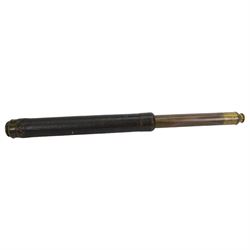 19th century leather bound brass single draw telescope, inscribed Doland London, full length L89cm