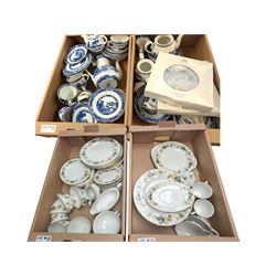 Two part dinner/tea services, including Royal Doulton Larchmont and Ringtons Willow pattern