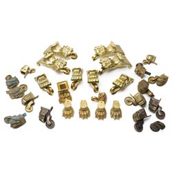 Set of four period design lacquered brass paw furniture castors by Beardmore, London, set ...